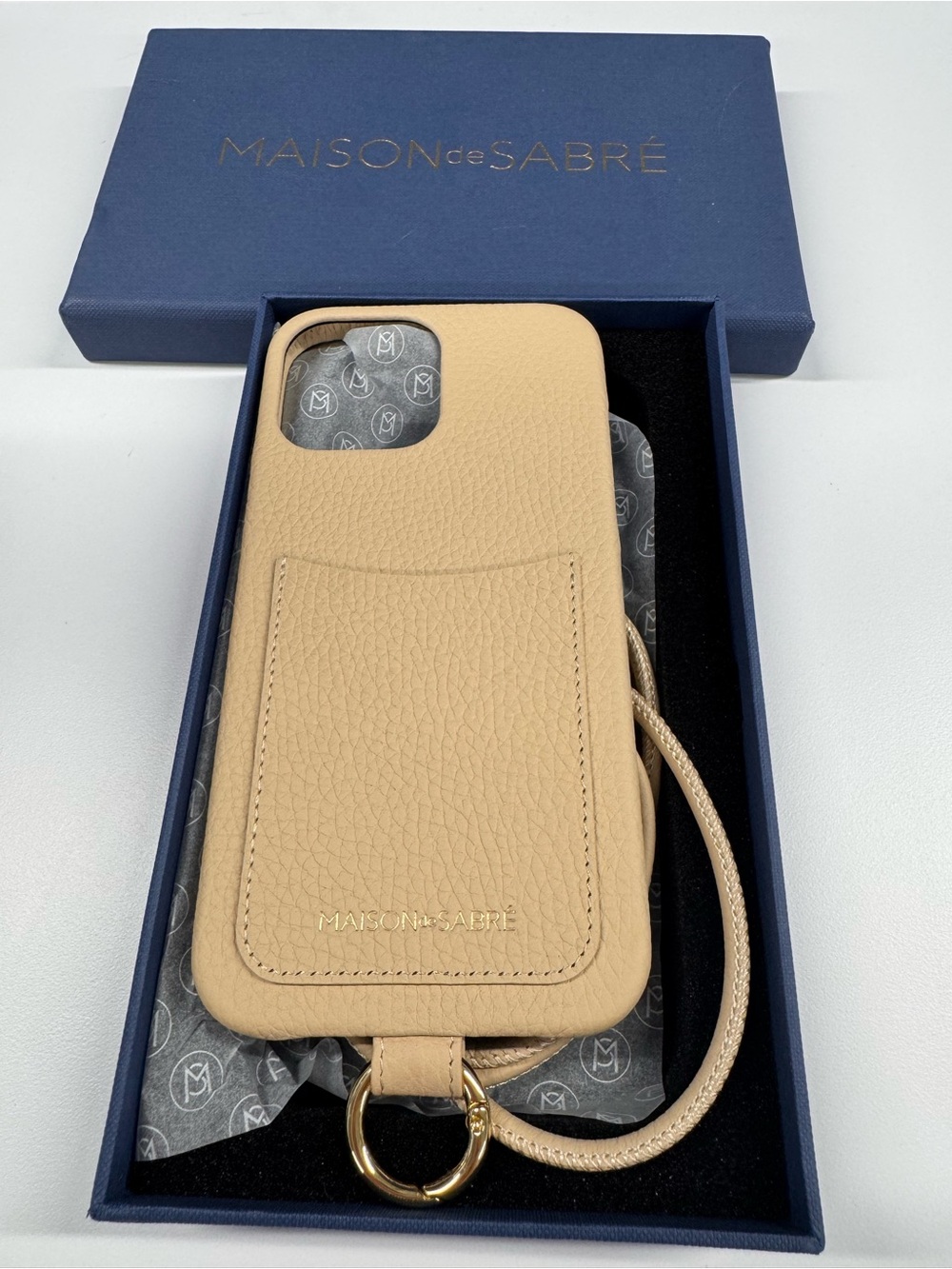 MAISON de SABRÉ Beige Leather Phone Crossbody Case iPhone 13 Pro Max